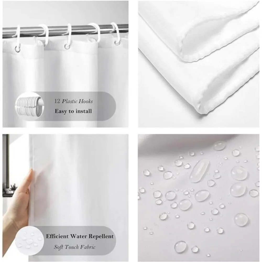 4 Pcs Christmas Shower Curtain Rug Bath Mat Toilet Lid Cover for Bathroom